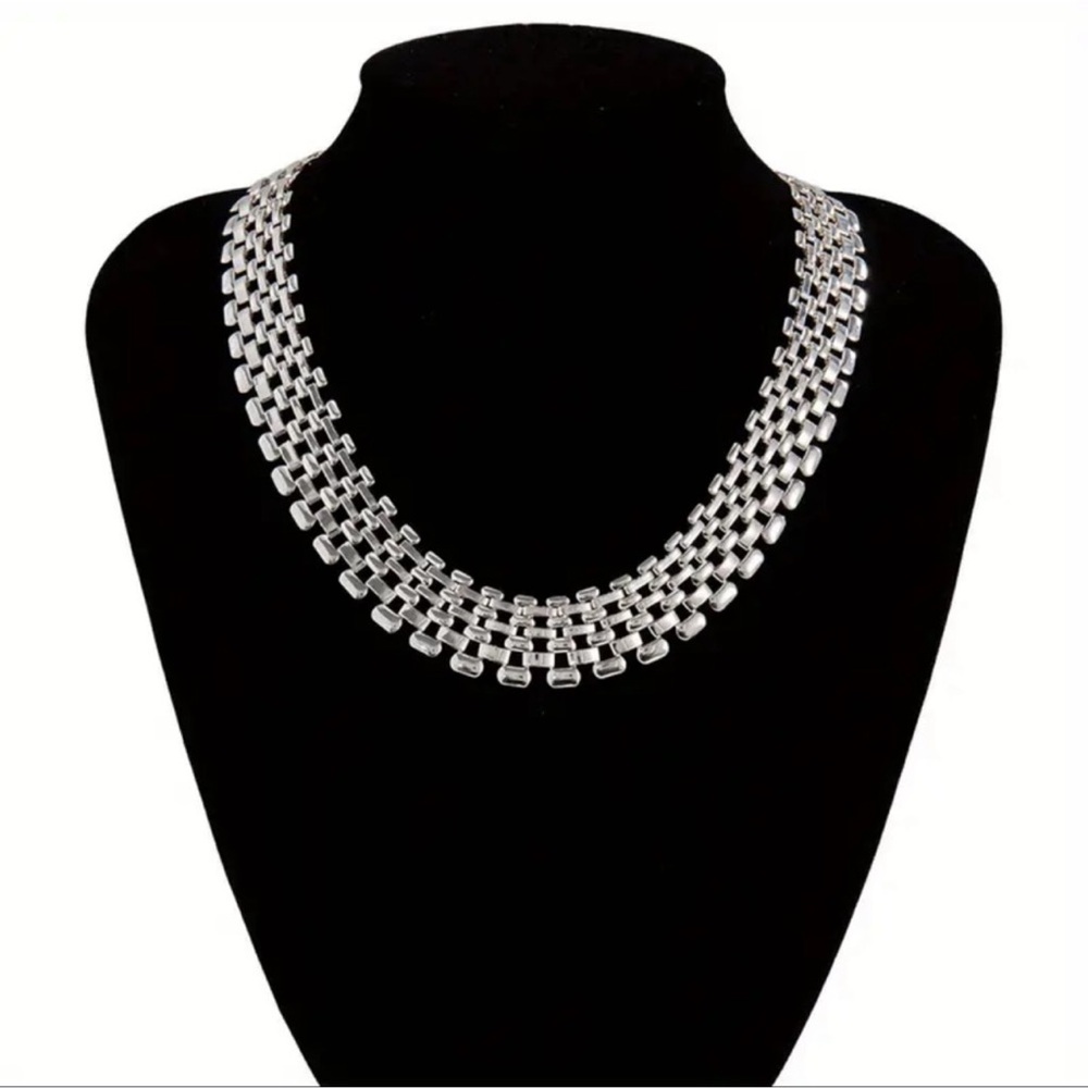 Exaggerated Hollow Chain Necklace Punk Hip-hop Style Silver Color Necklace - Picture 8 of 8